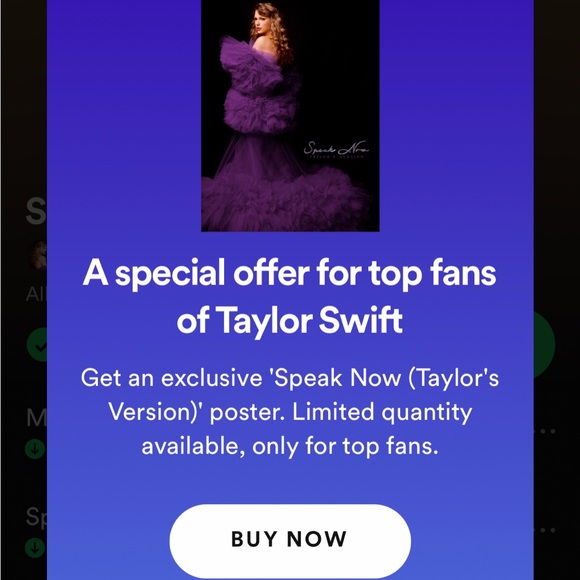 Speak Now (Taylor’s Version) Spotify Exclusive Fans First Poster - Picture 2 of 6